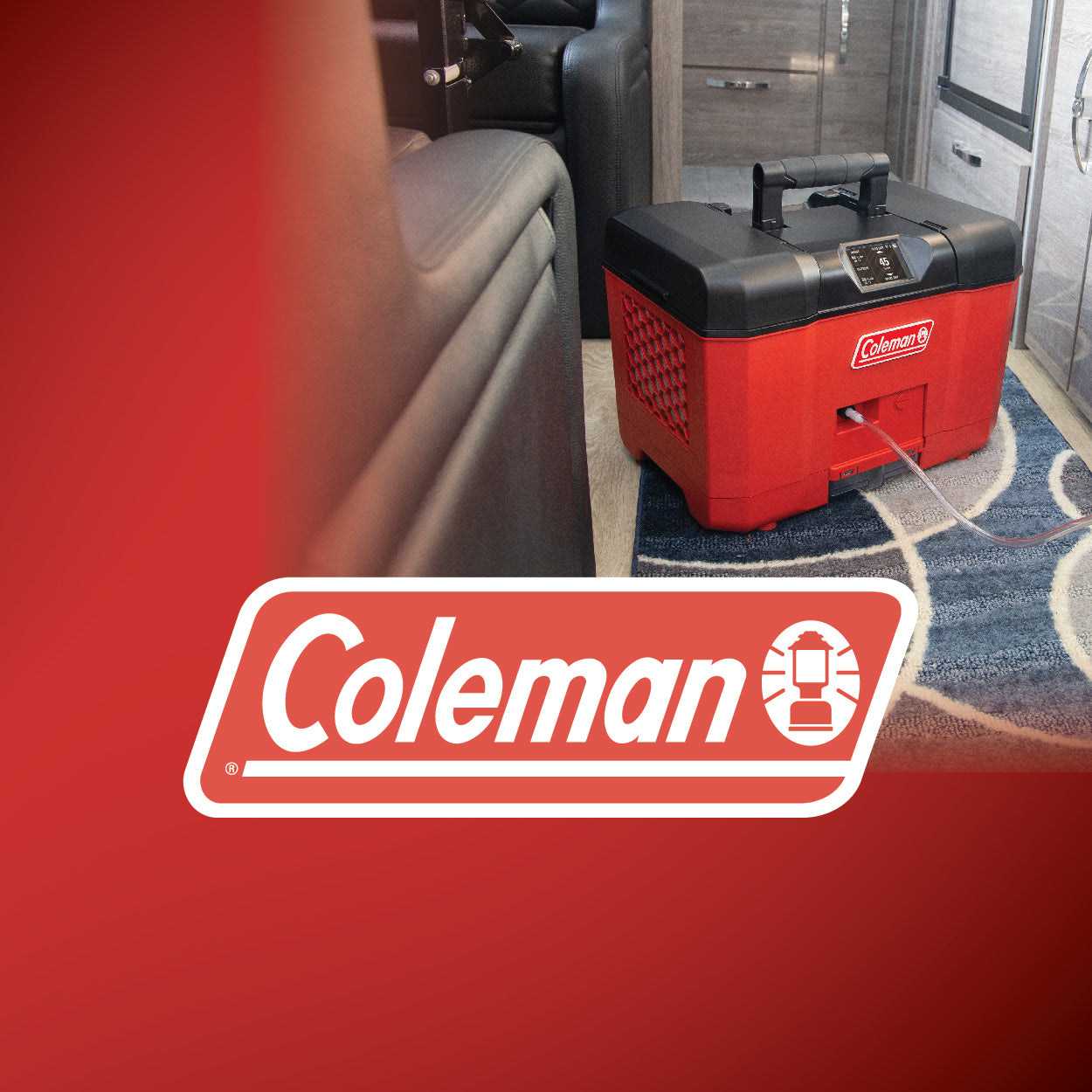 Coleman Dehumidifier and Logo inside RV